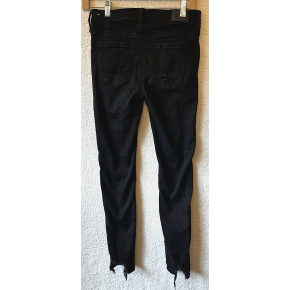 American Eagle Jeans Next Level Stretch Distressed Black Dark Wash Denim Size 0 - Picture 9 of 16